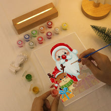Load image into Gallery viewer, LED Light Display Base Wooden Paint by numbers 15x20cm Santa Claus 04