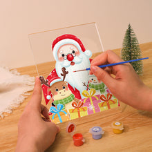 Load image into Gallery viewer, LED Light Display Base Wooden Paint by numbers 15x20cm Santa Claus 04