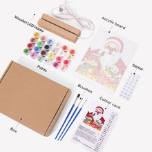 Load image into Gallery viewer, LED Light Display Base Wooden Paint by numbers 15x20cm Santa Claus 04