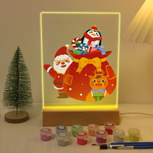 Load image into Gallery viewer, LED Light Display Base Wooden Paint by numbers 15x20cm Santa Claus 05