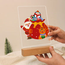 Load image into Gallery viewer, LED Light Display Base Wooden Paint by numbers 15x20cm Santa Claus 05