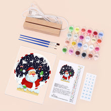 Load image into Gallery viewer, LED Light Display Base Wooden Paint by numbers 15x20cm Santa Claus 06