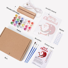 Load image into Gallery viewer, LED Light Display Base Wooden Paint by numbers 15x20cm Santa Claus 07