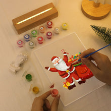 Load image into Gallery viewer, LED Light Display Base Wooden Paint by numbers 15x20cm Santa Claus 08