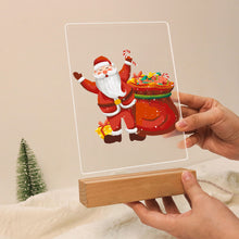 Load image into Gallery viewer, LED Light Display Base Wooden Paint by numbers 15x20cm Santa Claus 08