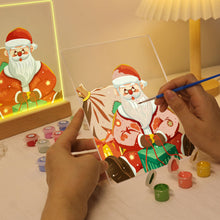 Load image into Gallery viewer, LED Light Display Base Wooden Paint by numbers 15x20cm Santa Claus 09