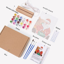 Load image into Gallery viewer, LED Light Display Base Wooden Paint by numbers 15x20cm Santa Claus 09