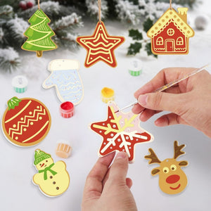 Paint by Numbers Christmas Ornaments - Star House Reindeer Tree Kit