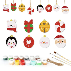 Paint by Numbers Christmas Ornaments - Polar Bear Penguin Santa Kit