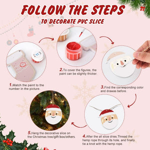 Paint by Numbers Christmas Ornaments - Polar Bear Penguin Santa Kit