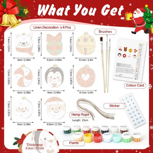 Paint by Numbers Christmas Ornaments - Polar Bear Penguin Santa Kit