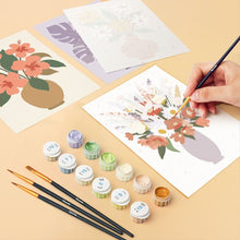 Load image into Gallery viewer, Mini Paint by numbers 15x20cm (6 pieces) - Floral Vases