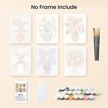 Load image into Gallery viewer, Mini Paint by numbers 15x20cm (6 pieces) - Floral Vases