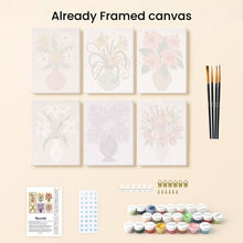 Load image into Gallery viewer, Mini Paint by numbers 15x20cm (6 pieces) - Floral Vases