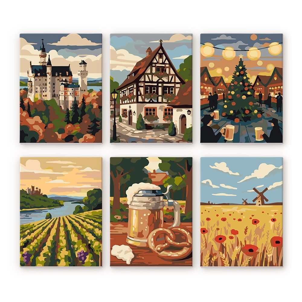 Mini Paint by numbers 15x20cm (6 pieces) - Hello Germany Figured'Art