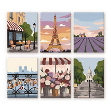 Load image into Gallery viewer, Mini Paint by numbers 15x20cm (6 pieces) - Romantic France Figured'Art
