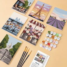 Load image into Gallery viewer, Mini Paint by numbers 15x20cm (6 pieces) - Romantic France