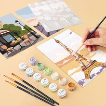 Load image into Gallery viewer, Mini Paint by numbers 15x20cm (6 pieces) - Romantic France