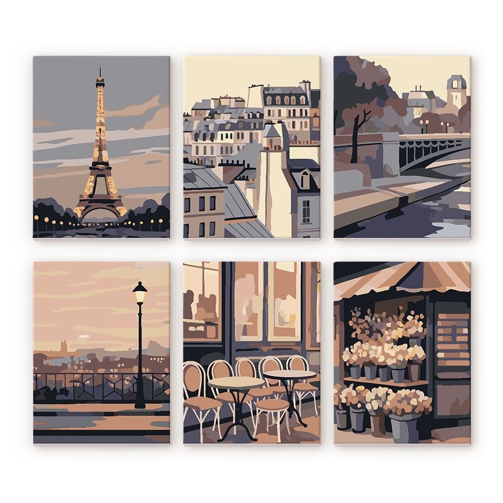 Mini Paint by numbers 15x20cm (6 pieces) - Paris Charm Figured'Art