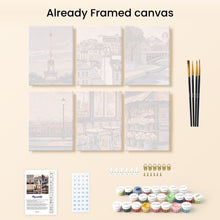 Load image into Gallery viewer, Mini Paint by numbers 15x20cm (6 pieces) - Paris Charm