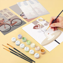 Load image into Gallery viewer, Mini Paint by numbers 15x20cm (6 pieces) - Café Romance