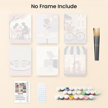 Load image into Gallery viewer, Mini Paint by numbers 15x20cm (6 pieces) - Café Romance