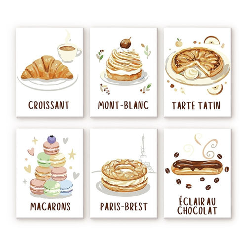 Mini Paint by numbers 15x20cm (6 pieces) - French Pastries Figured'Art