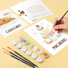 Load image into Gallery viewer, Mini Paint by numbers 15x20cm (6 pieces) - French Pastries