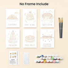 Load image into Gallery viewer, Mini Paint by numbers 15x20cm (6 pieces) - French Pastries