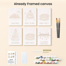 Load image into Gallery viewer, Mini Paint by numbers 15x20cm (6 pieces) - French Pastries