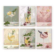 Load image into Gallery viewer, Mini Paint by numbers 15x20cm (6 pieces) - Botanical Drinks Figured'Art