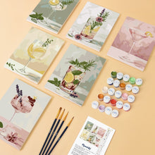 Load image into Gallery viewer, Mini Paint by numbers 15x20cm (6 pieces) - Botanical Drinks