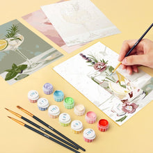 Load image into Gallery viewer, Mini Paint by numbers 15x20cm (6 pieces) - Botanical Drinks