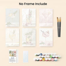 Load image into Gallery viewer, Mini Paint by numbers 15x20cm (6 pieces) - Botanical Drinks