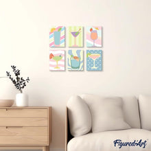 Load image into Gallery viewer, Mini Paint by numbers 15x20cm (6 pieces) - Pop Art Cocktails