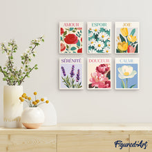Load image into Gallery viewer, Mini Paint by numbers 15x20cm (6 pieces) - Flowers of Joy