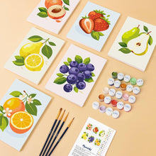 Load image into Gallery viewer, Mini Paint by numbers 15x20cm (6 pieces) - Garden Fruits