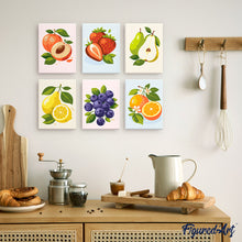 Load image into Gallery viewer, Mini Paint by numbers 15x20cm (6 pieces) - Garden Fruits
