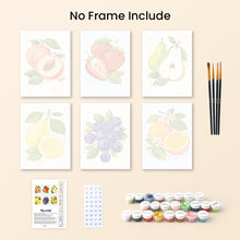 Load image into Gallery viewer, Mini Paint by numbers 15x20cm (6 pieces) - Garden Fruits