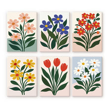 Load image into Gallery viewer, Mini Paint by numbers 15x20cm (6 pieces) - Modern Flowers Figured'Art