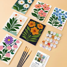 Load image into Gallery viewer, Mini Paint by numbers 15x20cm (6 pieces) - Graphic Flowers