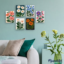 Load image into Gallery viewer, Mini Paint by numbers 15x20cm (6 pieces) - Graphic Flowers