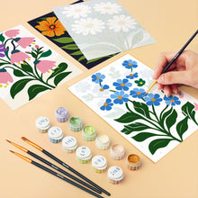 Load image into Gallery viewer, Mini Paint by numbers 15x20cm (6 pieces) - Graphic Flowers