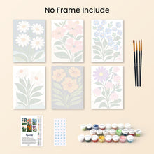 Load image into Gallery viewer, Mini Paint by numbers 15x20cm (6 pieces) - Graphic Flowers
