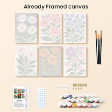 Load image into Gallery viewer, Mini Paint by numbers 15x20cm (6 pieces) - Graphic Flowers
