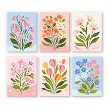 Load image into Gallery viewer, Mini Paint by numbers 15x20cm (6 pieces) - Pastel Flowers Figured'Art