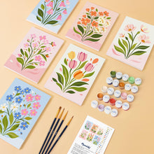 Load image into Gallery viewer, Mini Paint by numbers 15x20cm (6 pieces) - Pastel Flowers