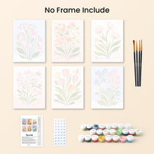 Load image into Gallery viewer, Mini Paint by numbers 15x20cm (6 pieces) - Pastel Flowers