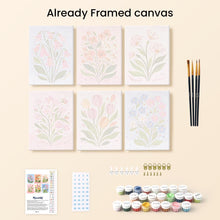 Load image into Gallery viewer, Mini Paint by numbers 15x20cm (6 pieces) - Pastel Flowers