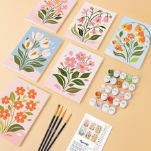 Load image into Gallery viewer, Mini Paint by numbers 15x20cm (6 pieces) - Spring Flowers